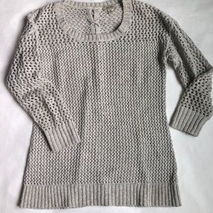 Open weave crew neck sweater